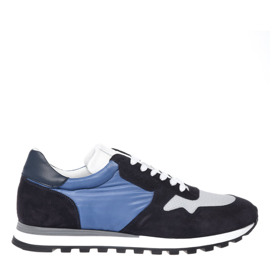 Beige suede and fabric sneakers