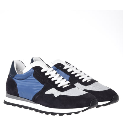 Beige suede and fabric sneakers