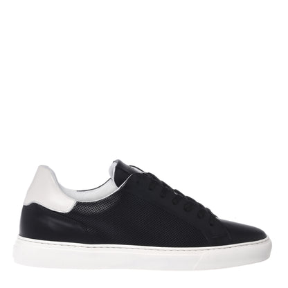 Black perforated leather sneaker