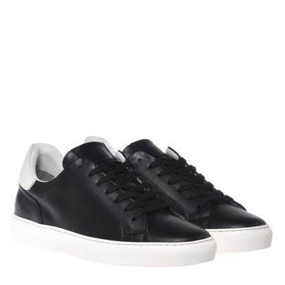 Black perforated leather sneaker