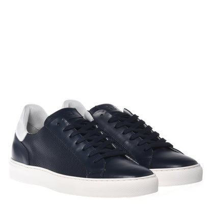 Blue perforated leather sneaker