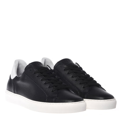Black grained leather sneaker