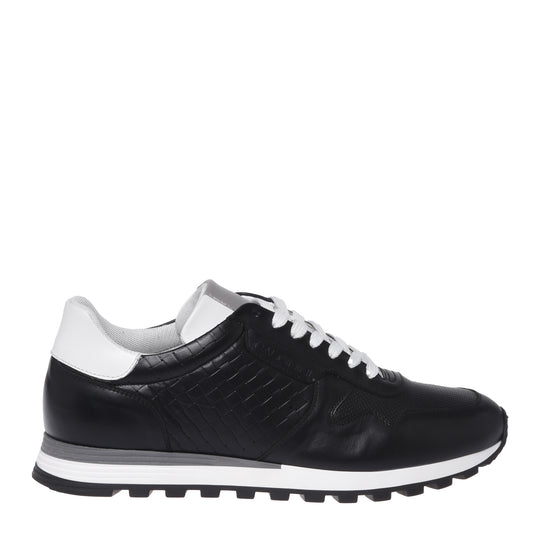 Black braided print leather sneaker