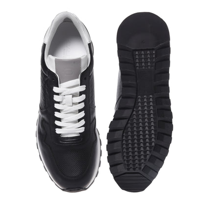 Black braided print leather sneaker