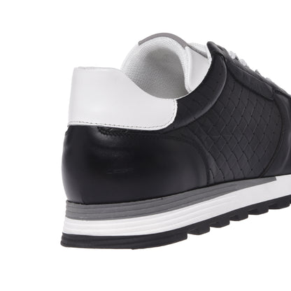 Black braided print leather sneaker