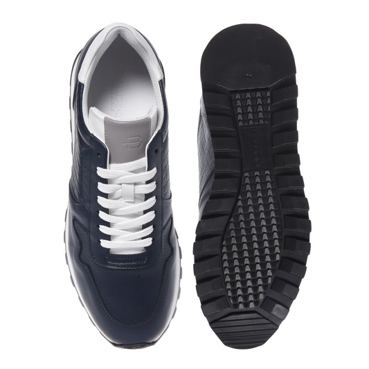 Blue braided print leather sneaker