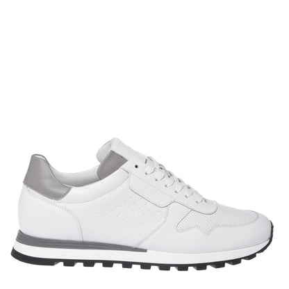 White braided print leather sneaker