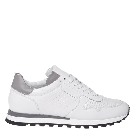 White braided print leather sneaker