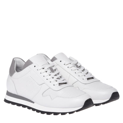 White braided print leather sneaker