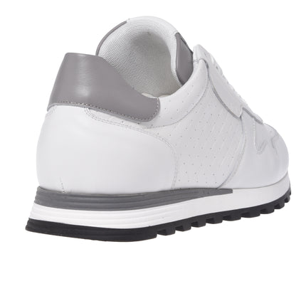White braided print leather sneaker