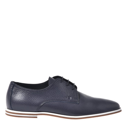 Richelieu en cuir grainé bleu
