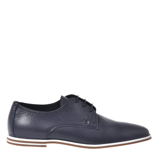 Richelieu en cuir grainé bleu