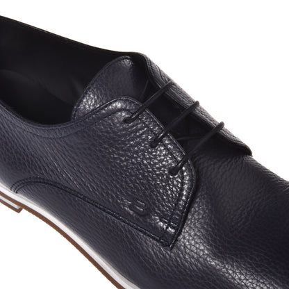 Richelieu en cuir grainé bleu