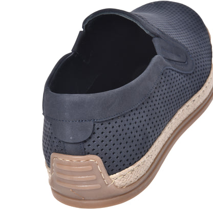 Blue perforated nubuck slipper