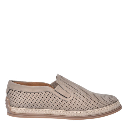 Taupe perforated nubuck slipper