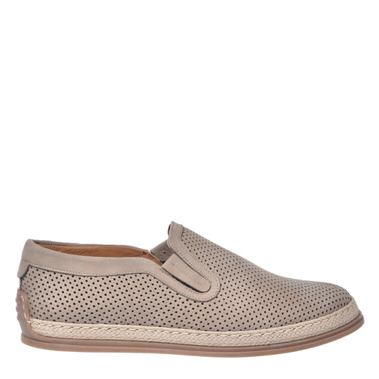 Taupe perforated nubuck slipper