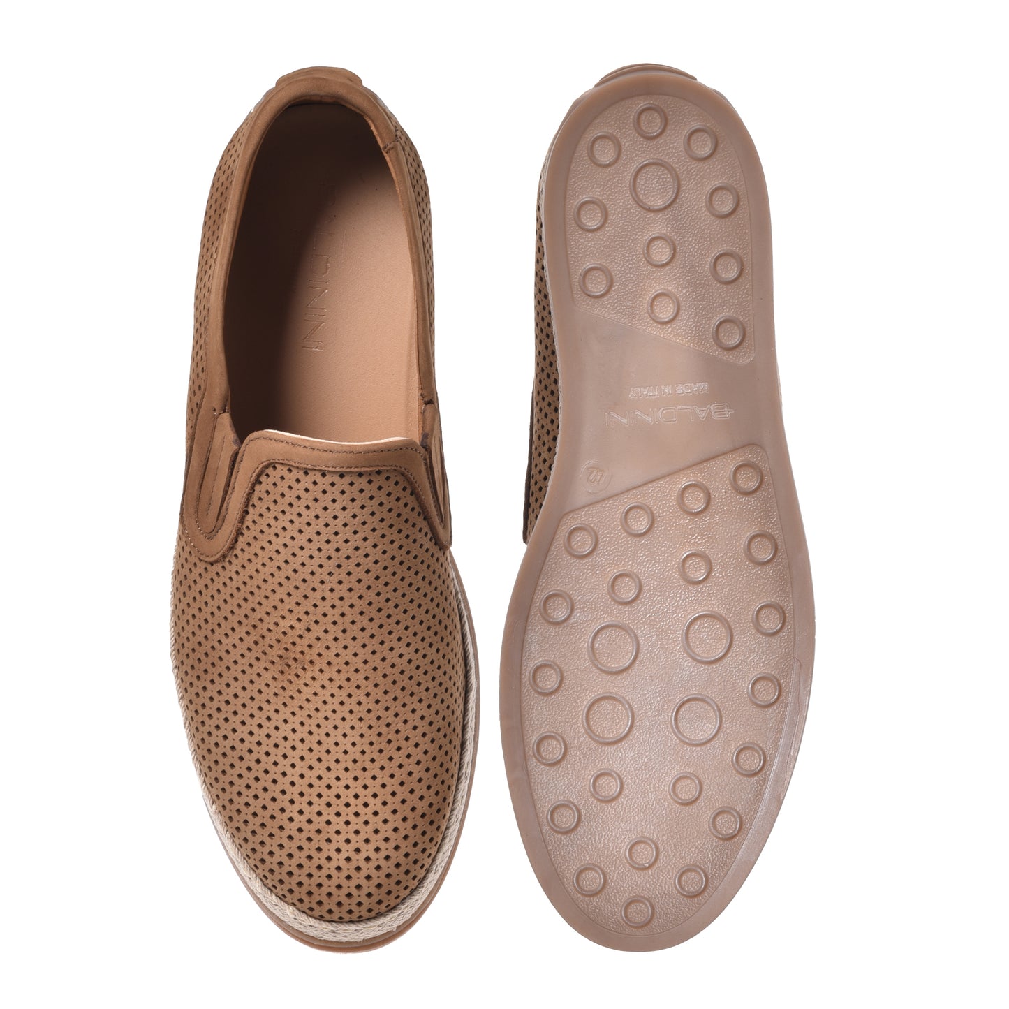 Perforated nubuck leather slipper