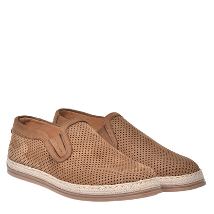 Perforated nubuck leather slipper