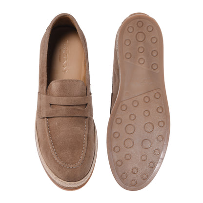 Beige suede slippers