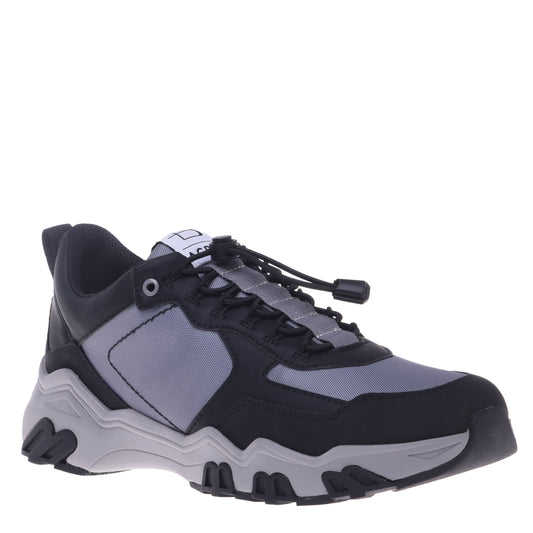 Baskets en simili cuir noires et grises