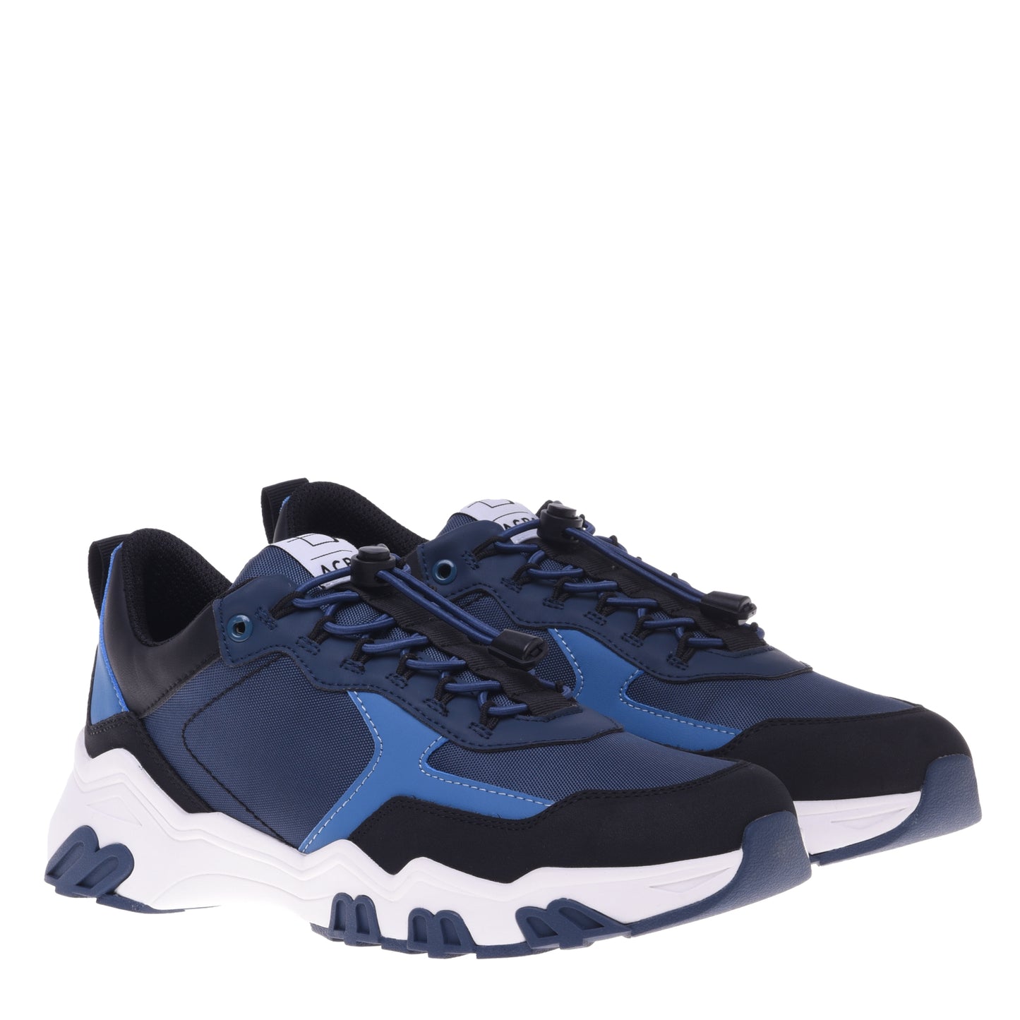 Baskets bleues et noires en simili cuir