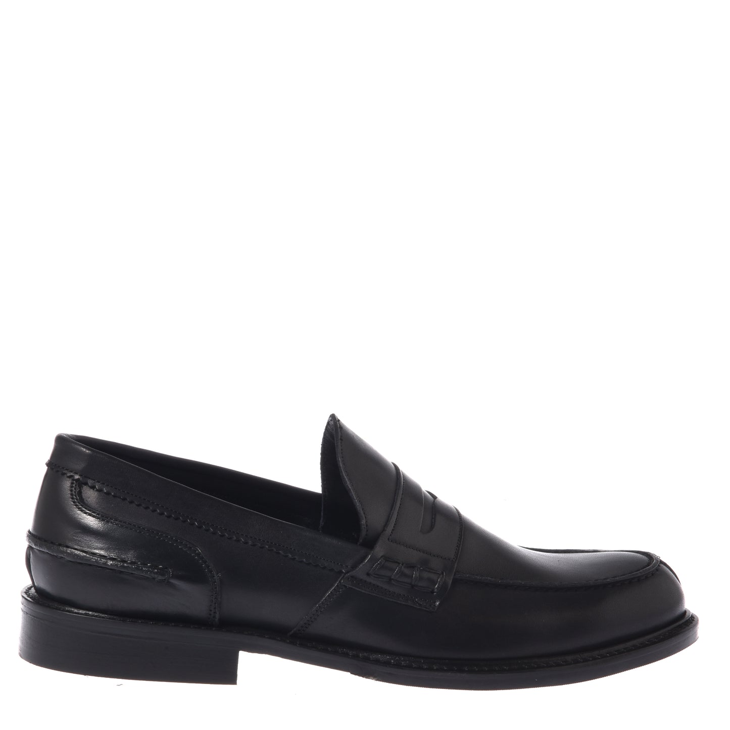 Black leather loafers