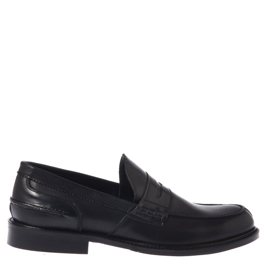 Black leather loafers