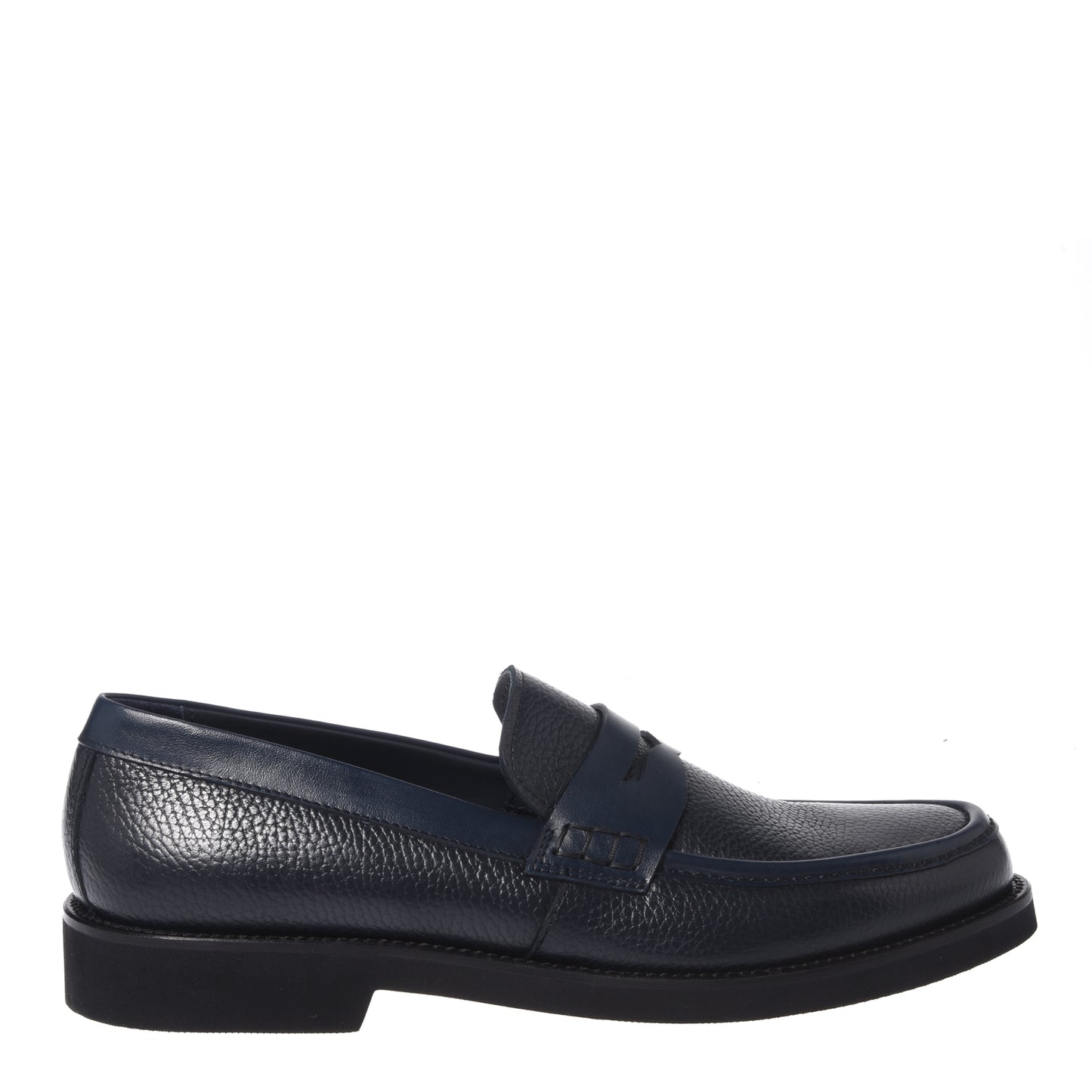 Blue tumbled leather and leather loafers