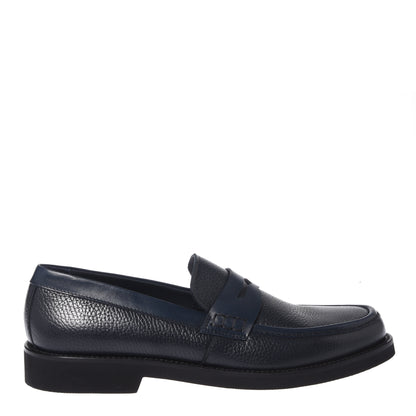 Blue tumbled leather and leather loafers