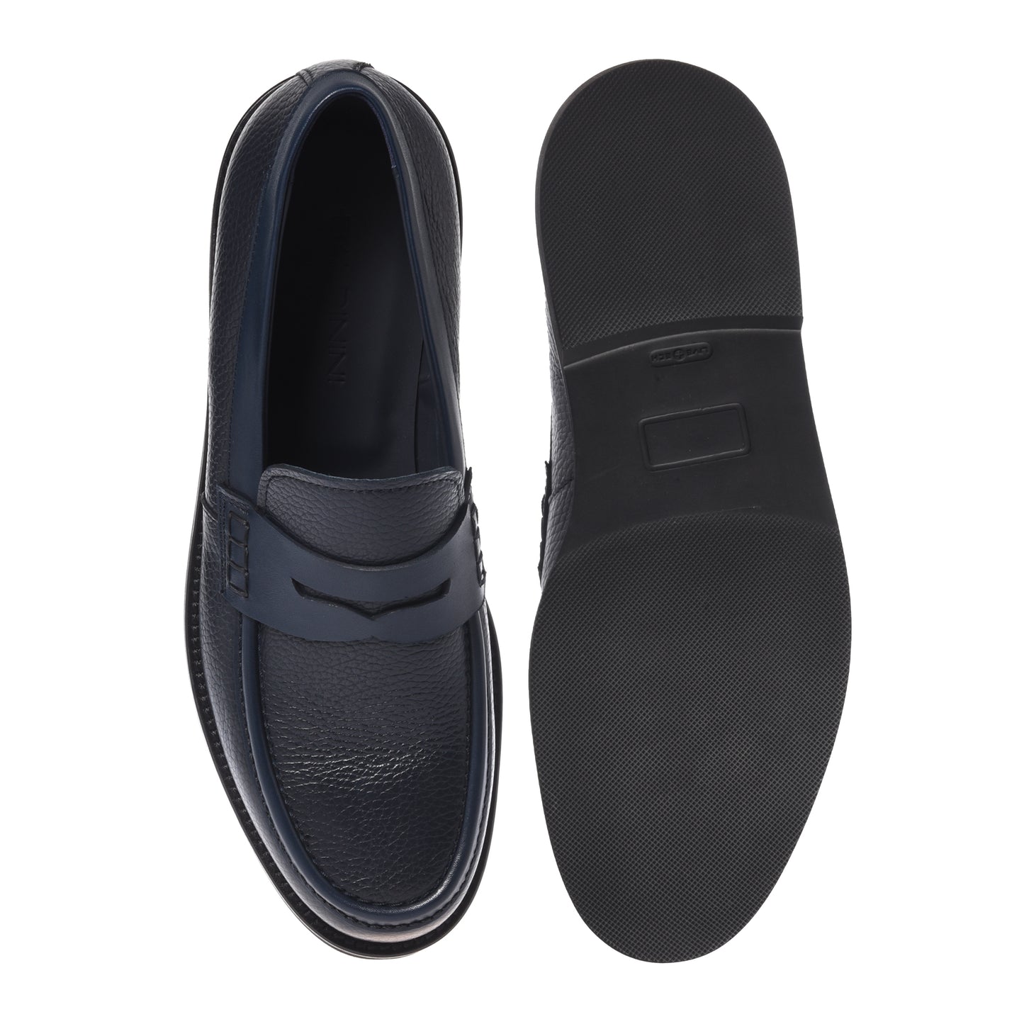 Blue tumbled leather and leather loafers