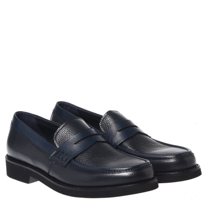 Blue tumbled leather and leather loafers