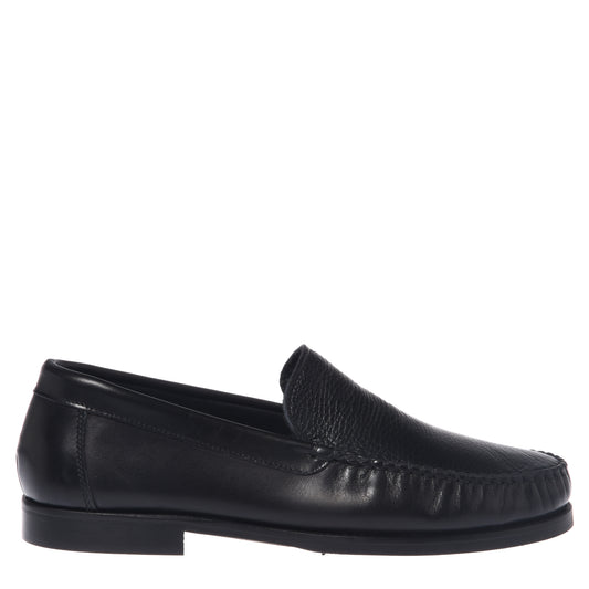 Mocassins noirs en cuir et cuir foulonné