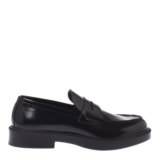 Black sanded leather loafers