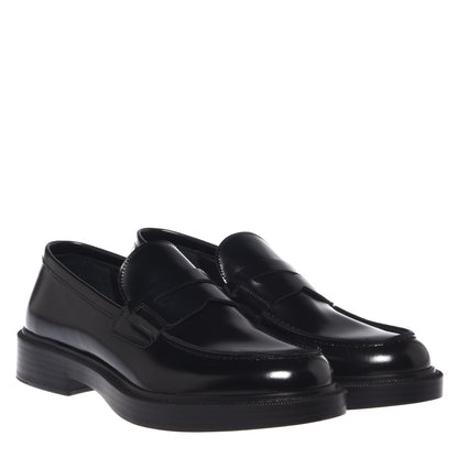 Black sanded leather loafers