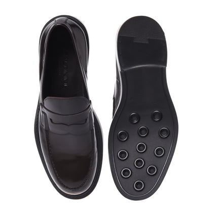 Dark brown sanded leather loafers