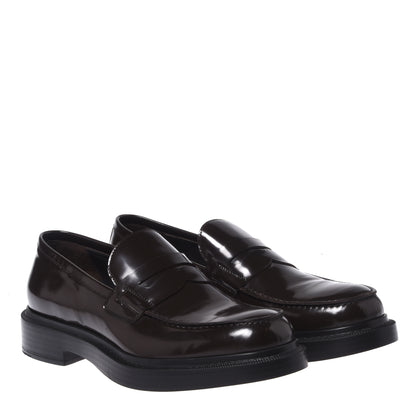 Dark brown sanded leather loafers