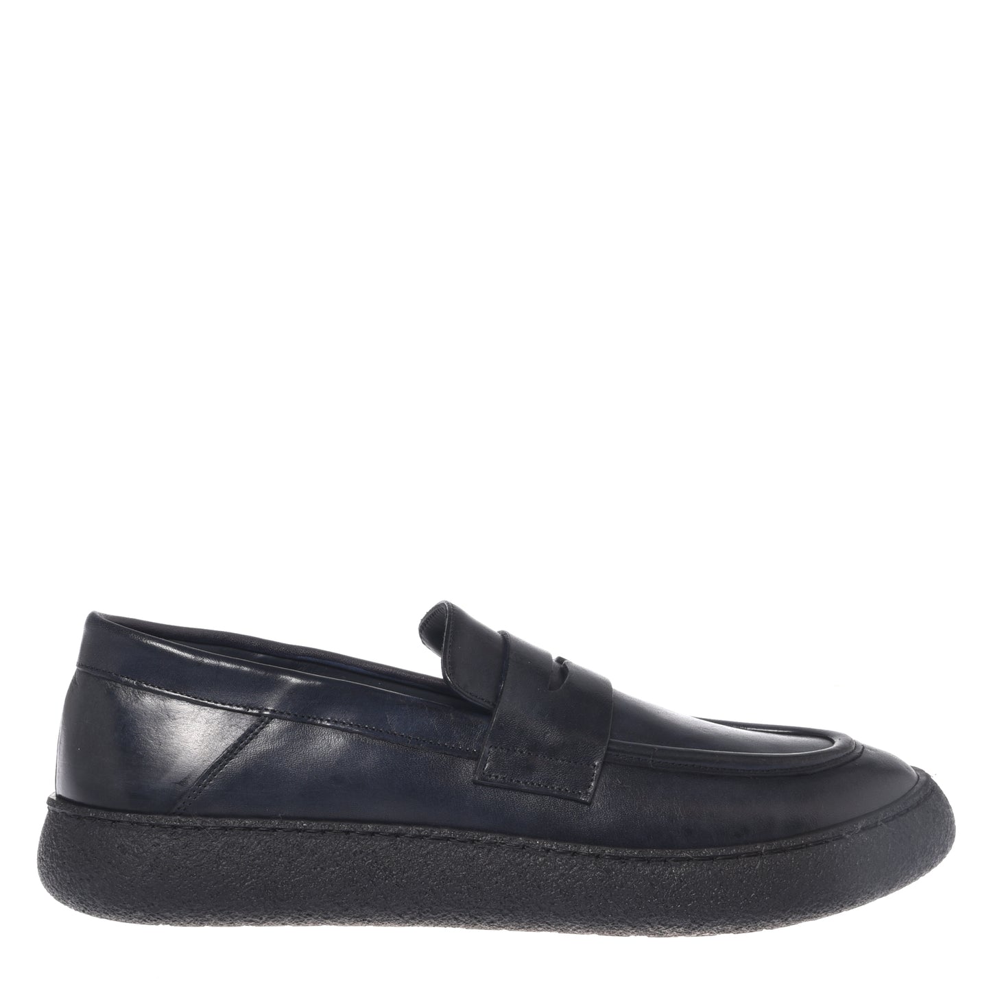 Blue washed leather loafers