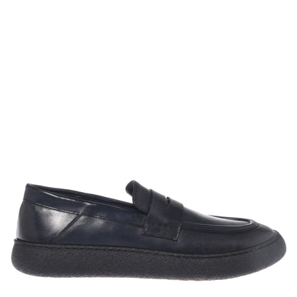 Blue washed leather loafers