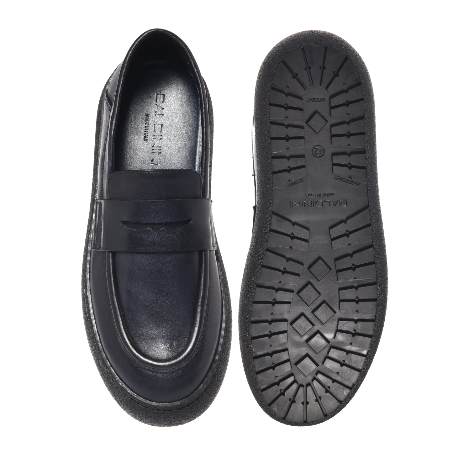 Blue washed leather loafers