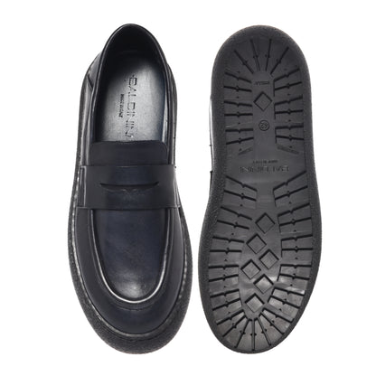 Blue washed leather loafers