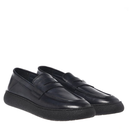 Blue washed leather loafers