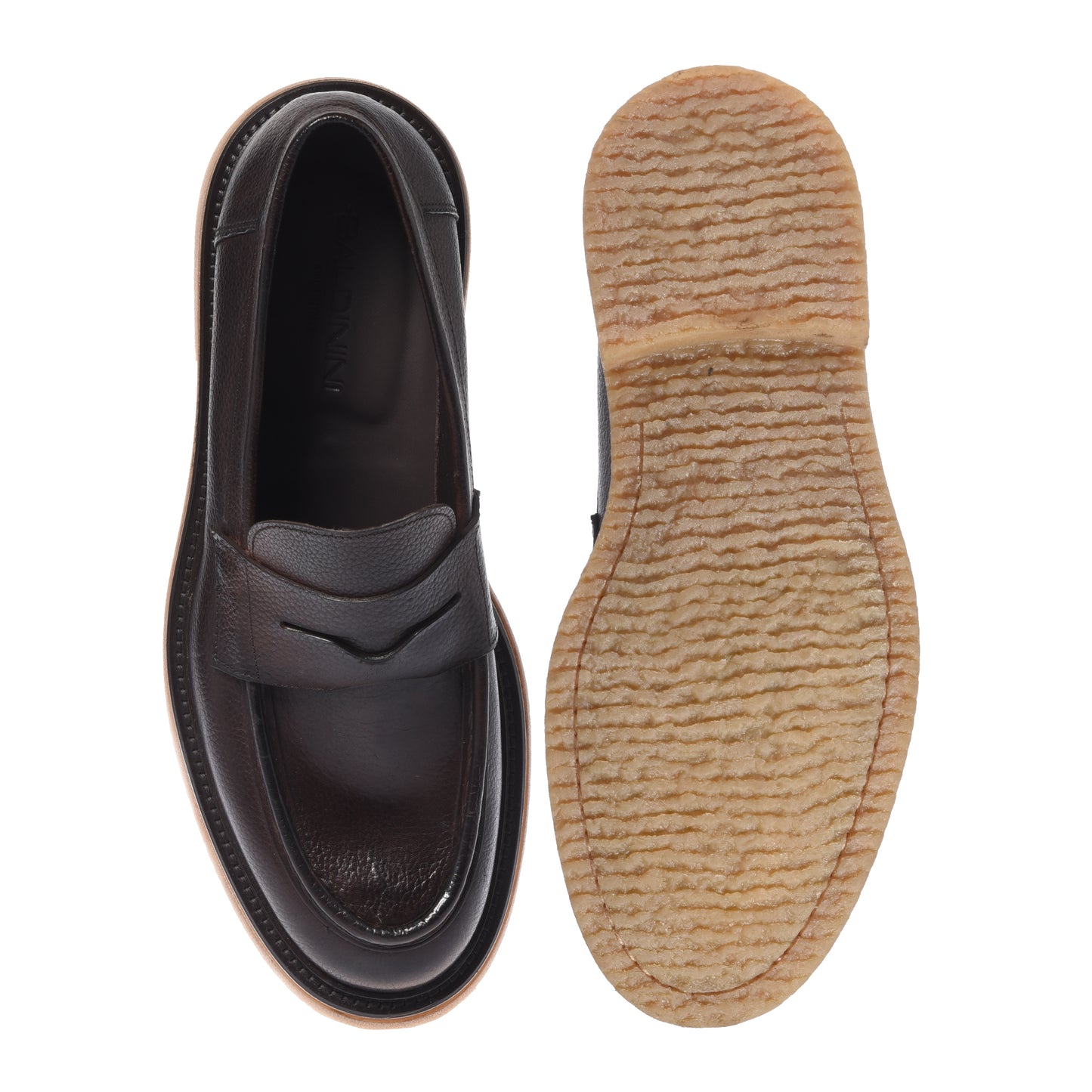 Dark brown tumbled leather loafers