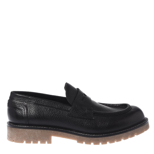 Black tumbled leather loafers
