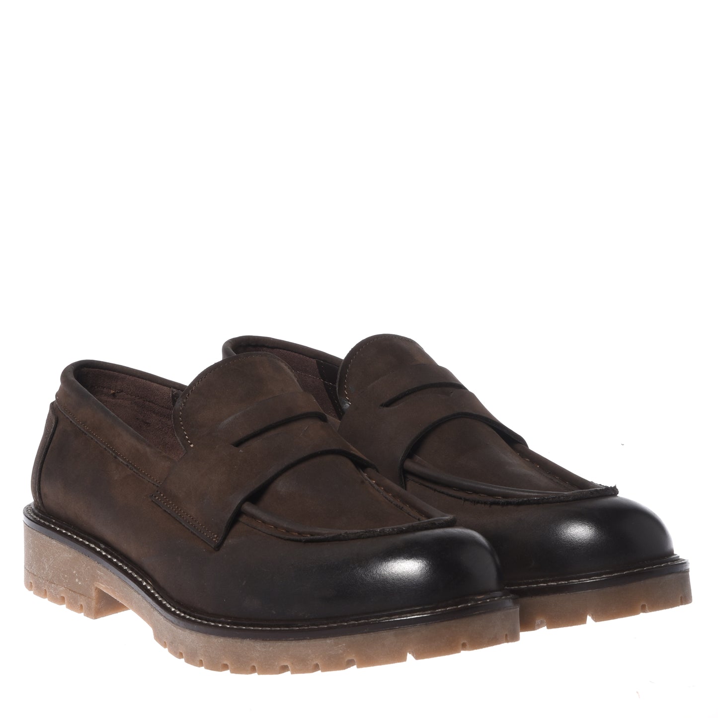 Dark brown nubuck loafers
