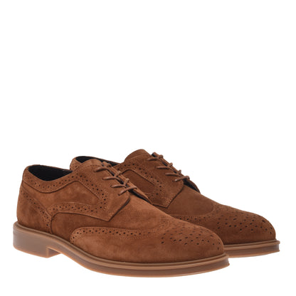 Suede leather lace-up Derby shoes