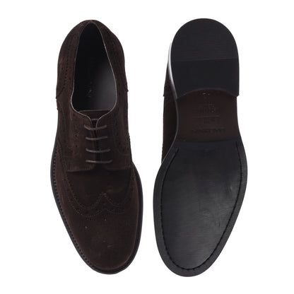 Dark brown suede lace-up shoes