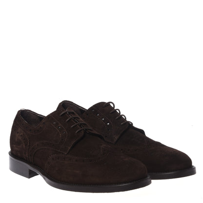 Dark brown suede lace-up shoes