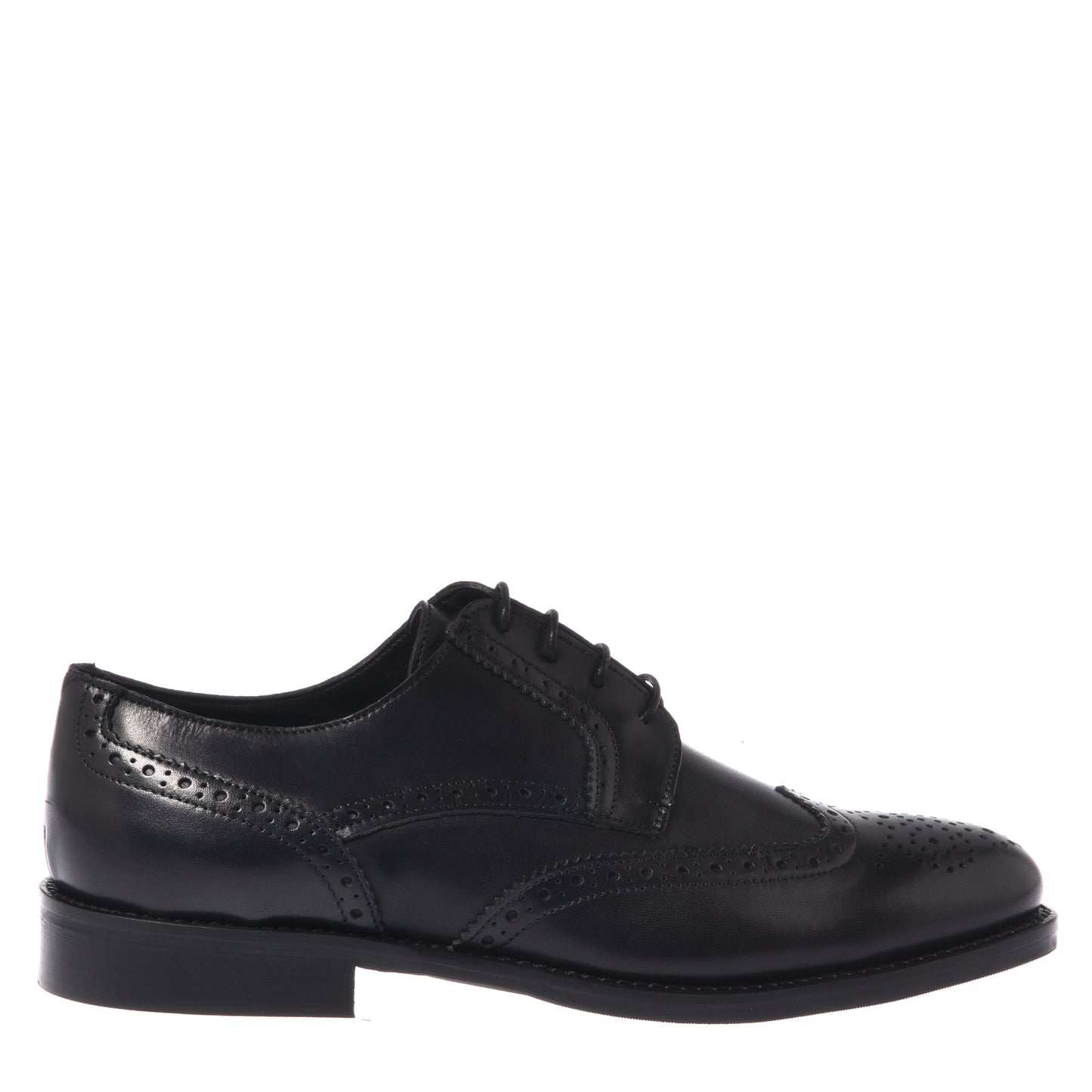 Black leather lace-up shoes