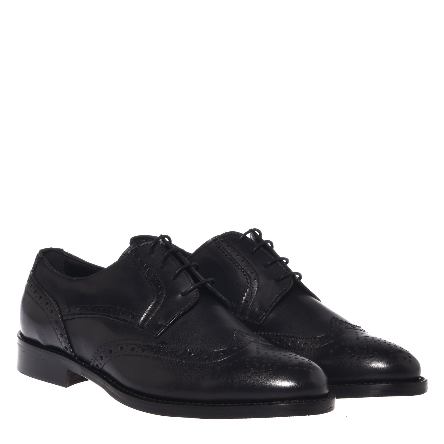Black leather lace-up shoes