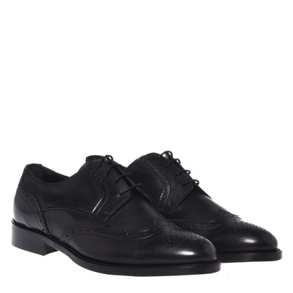 Black leather lace-up shoes